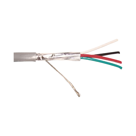 Caja De 305 Metros De 4 Conductores Calibre 22, Blindado , Cmr, Color Gris. Aplicaciones En Sistemas De Audio, Alarmas Y Control De Acceso.