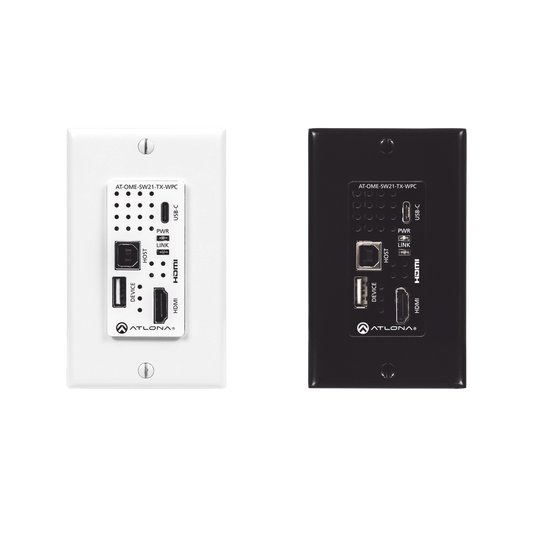 Placa de pared con Switcher y Transmisor HDBaseT con entradas HDMI y USB-C con concentrador USB para integración de AV
