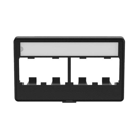 Placa de Mobiliario Modular Estándar, Salidas Para 4 Puertos Mini-Com, Color Negro