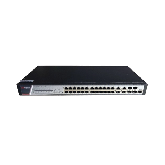 Switch Gigabit PoE+ / Administrable / 24 puertos 10/100/1000 Mbps PoE+ / 4 puertos 10/100/1000 Mbps + 4 puertos SFP de Uplink / 370 W