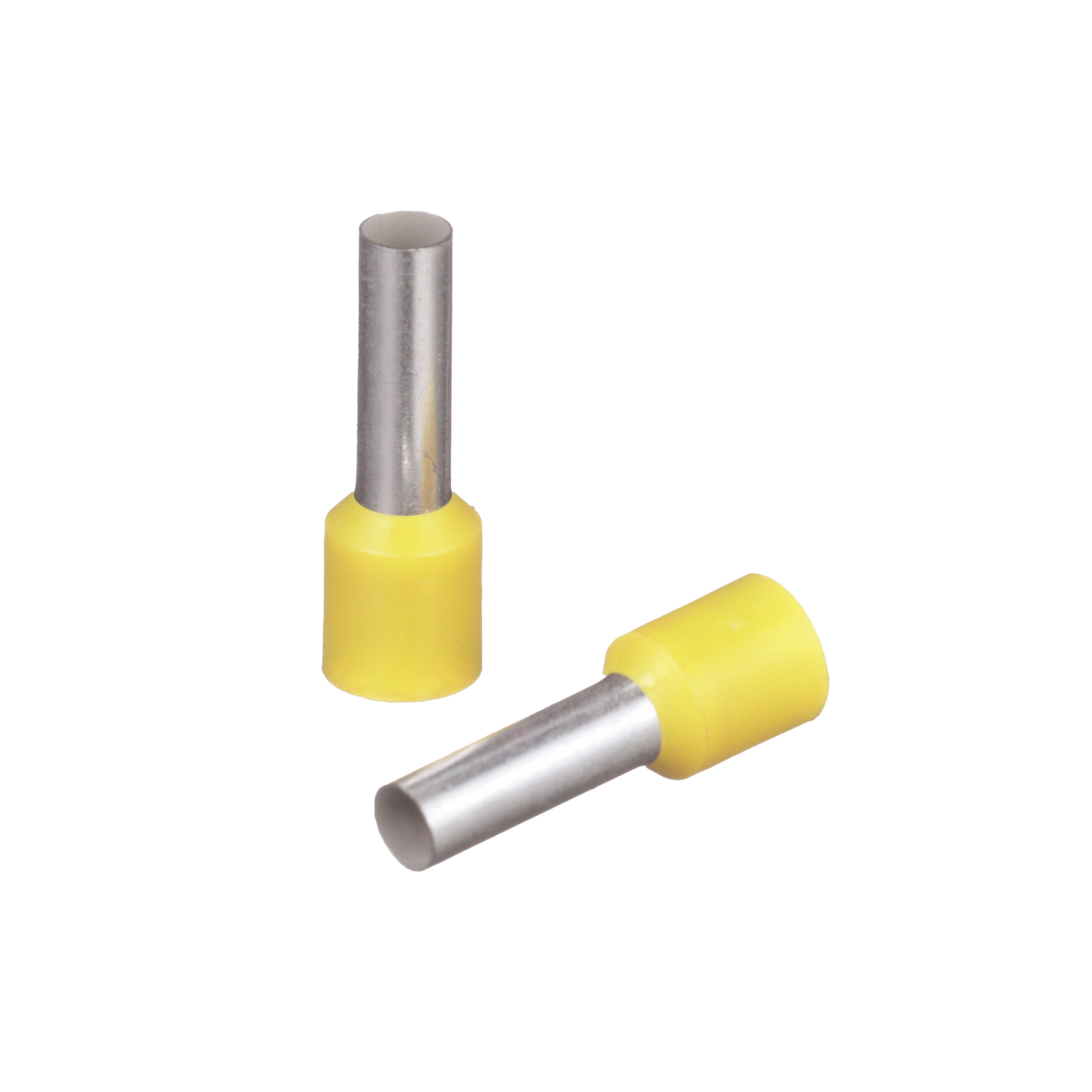 Ferrúl de cobre DIN Amarillo para Cable 10 AWG con largo 12 mm. Paquete de 100 Piezas