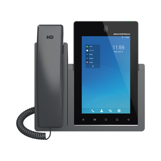 Teléfono IP Android 11, 16 líneas SIP con 16 cuentas, pantalla táctil  7", puertos Gigabit, Wi-Fi, Bluetooth, PoE, codec Opus, IPV4/IPV6 con gestión en la nube GDMS
