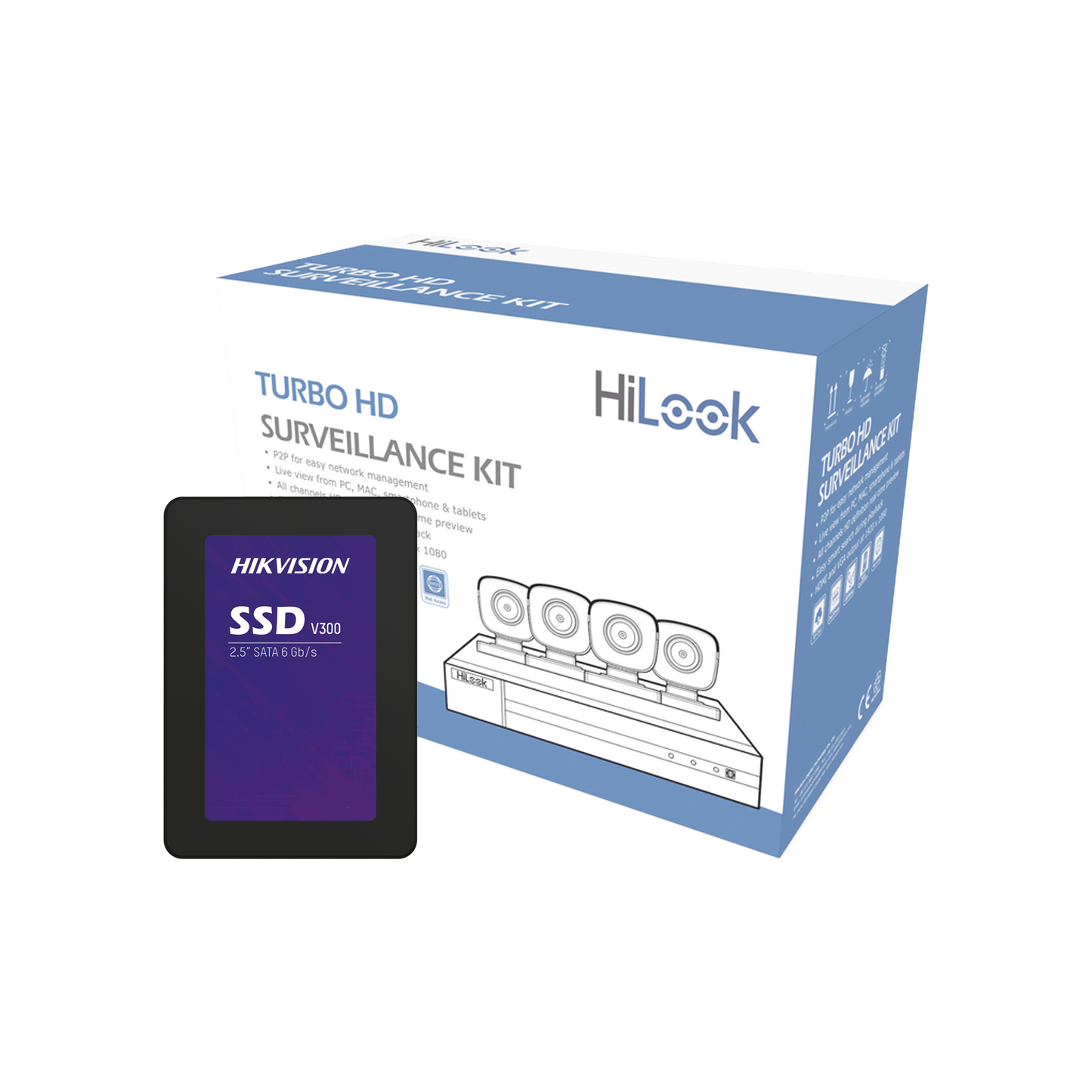 KIT TurboHD 1080p + SSD de 1 TB (1024 GB) / DVR 4 canales / 4 Cámaras Bala de Metal / Fuente de Poder / 1 SSD 1024G / Accesorios de Instalación
