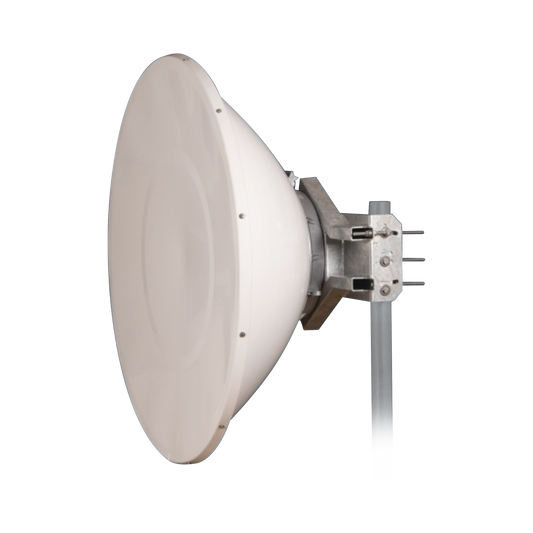 Antena Direccional de Alto Rendimiento / 36 dBi / 4 ft / 5.9-7 GHz / Conectores N-Macho / Alto Aislamiento al Ruido / Fácil Montaje y herraje de acero inoxidable /  Radomo Incluido