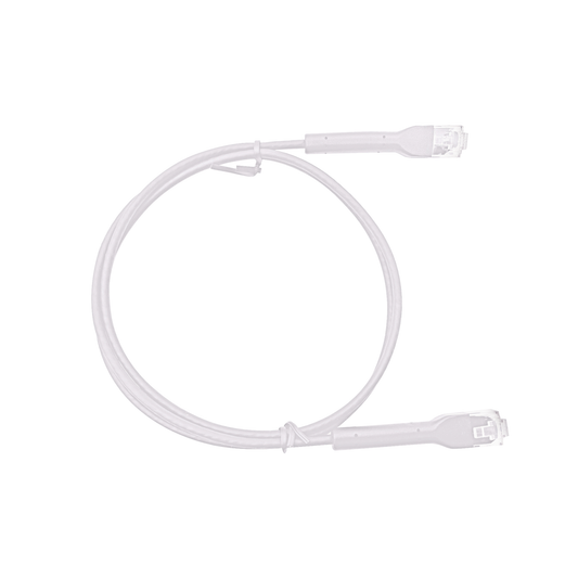 Cable de Parcheo Ultra Slim Con Bota Flexible UTP Cat6 - 3 m Blanco Diámetro Reducido