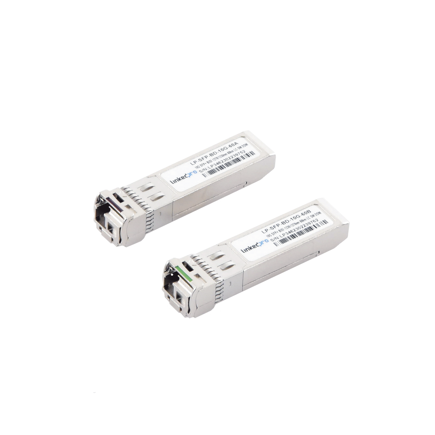 Transceptores Bidireccionales SFP+ (Mini-Gbic) / Monomodo / 10 Gbps de velocidad / Conector LC / Hasta 60 km de Distancia / 2 Piezas