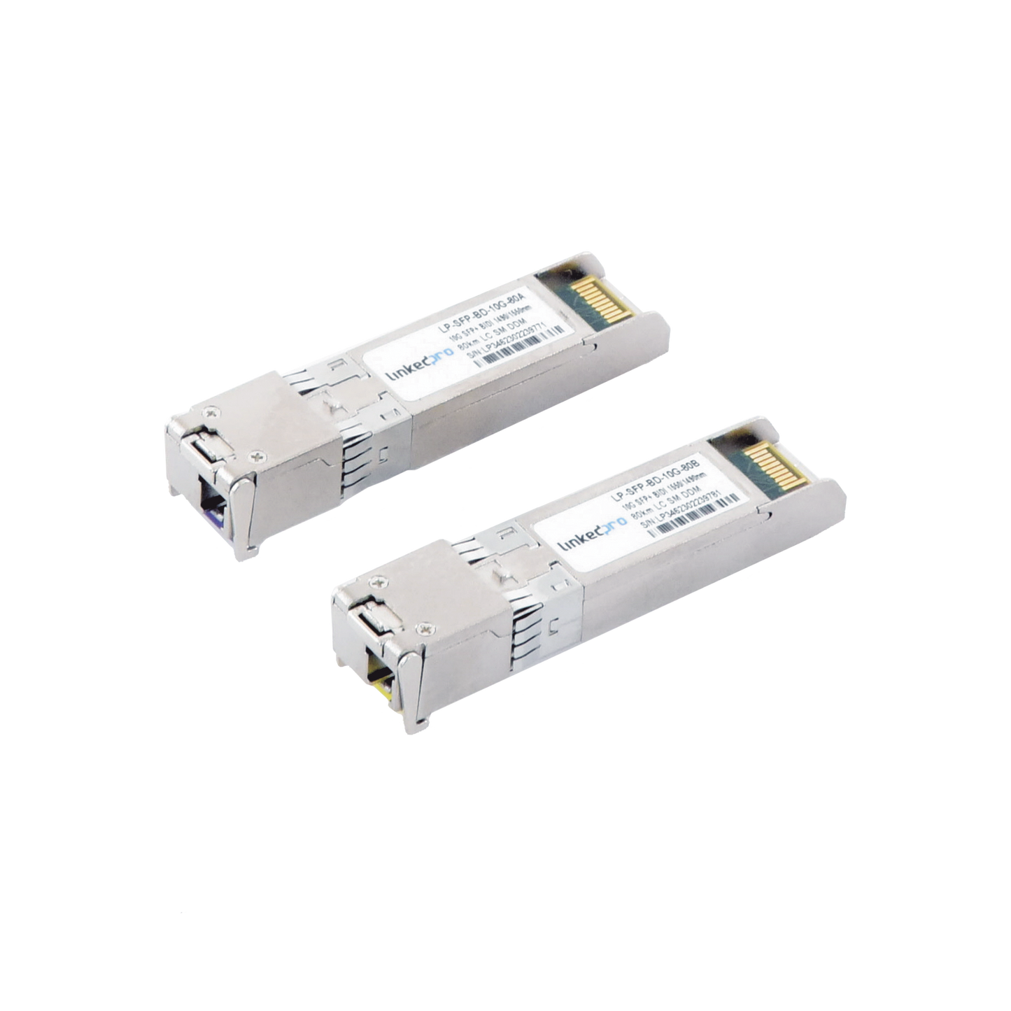 Transceptores Bidireccionales SFP+ (Mini-Gbic) / Monomodo / 10 Gbps de velocidad / Conector LC / Hasta 80 km de Distancia / 2 Piezas