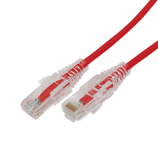 Cable de Parcheo Slim UTP Cat6A - 10 m Rojo Diámetro Reducido (28 AWG)