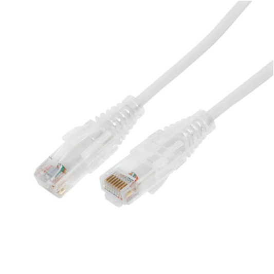 Cable de Parcheo Slim UTP Cat6A - 10 m Blanco, Diámetro Reducido (28 AWG)