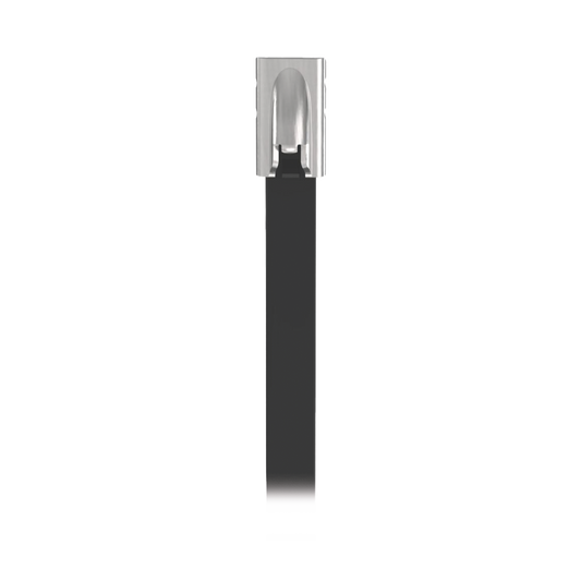 Cincho Pan-Steel™ de Acero Inoxidable 316, de 521mm de largo, Color Negro, Exterior Resistente a Rayos UV, Paquete de 100pz