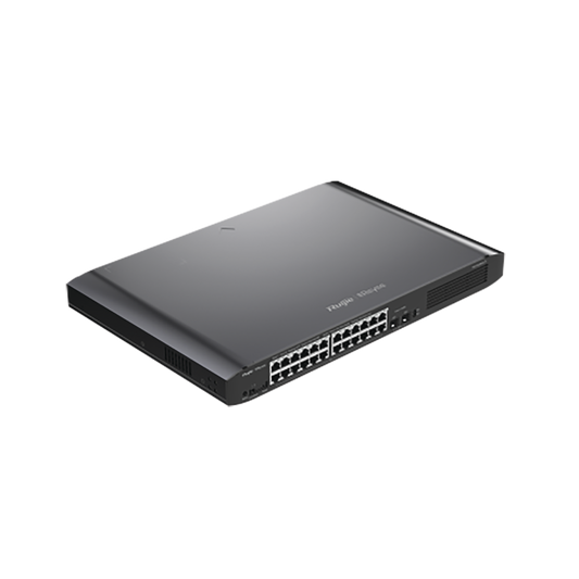Switch Smart PoE con 24 puertos Gigabit PoE 802.3af/at + 2 SFP para fibra 1Gb, gestión gratuita desde la nube, 370w