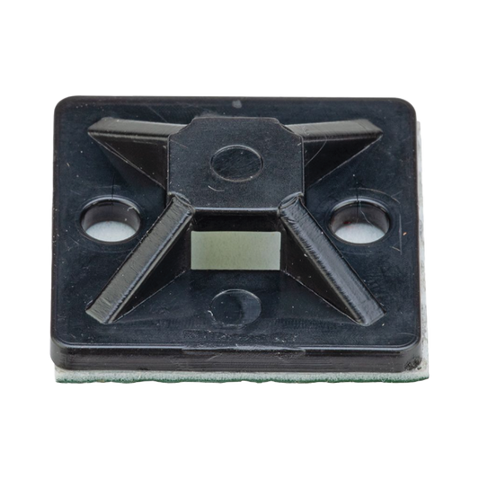 Montaje-Sujetador Adhesivo de 4 Vías de 3/4" x 3/4" x 1/4", Color Negro,  Nylon 6.6 Retardante de Llamas V-2, Paquete de 100pz