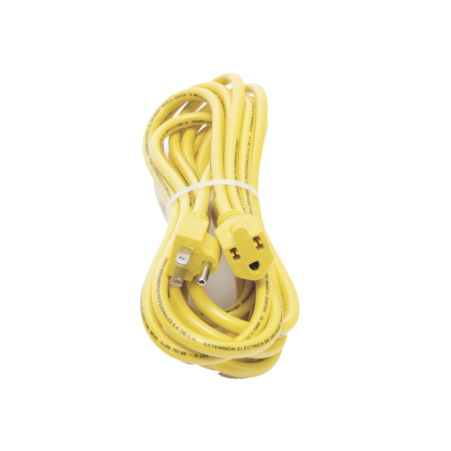 Extensión Eléctrica De Uso Rudo Aterrizada 5 Metros, (127Vca/ 10A Máximo) Clavija 3 Patas Con 1 Salida Color Amarilla
