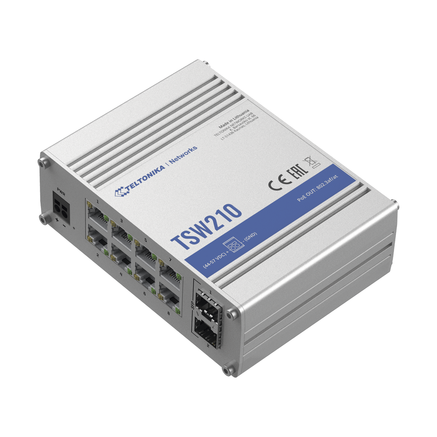 Switch Industrial No-Administrable 8 puertos Gigabit, 2 SFP 1G