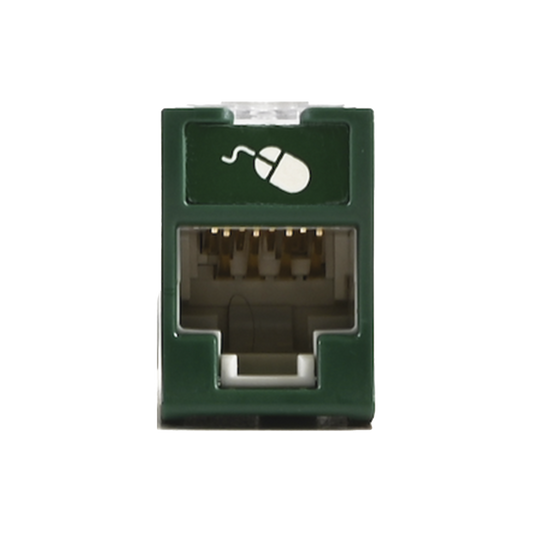 Jack UltraMAX Cat6, UTP, Montaje híbrido en Placa de Pared (Plano y Angulado), Color Verde, Punch Down
