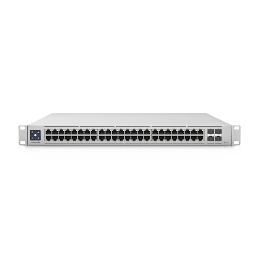 UniFi Switch Enterprise administrable capa 3, 48 puertos 2.5GbE RJ45 POE+, 4 puertos 10G SFP+, 720W, con pantalla táctil de 1.3"