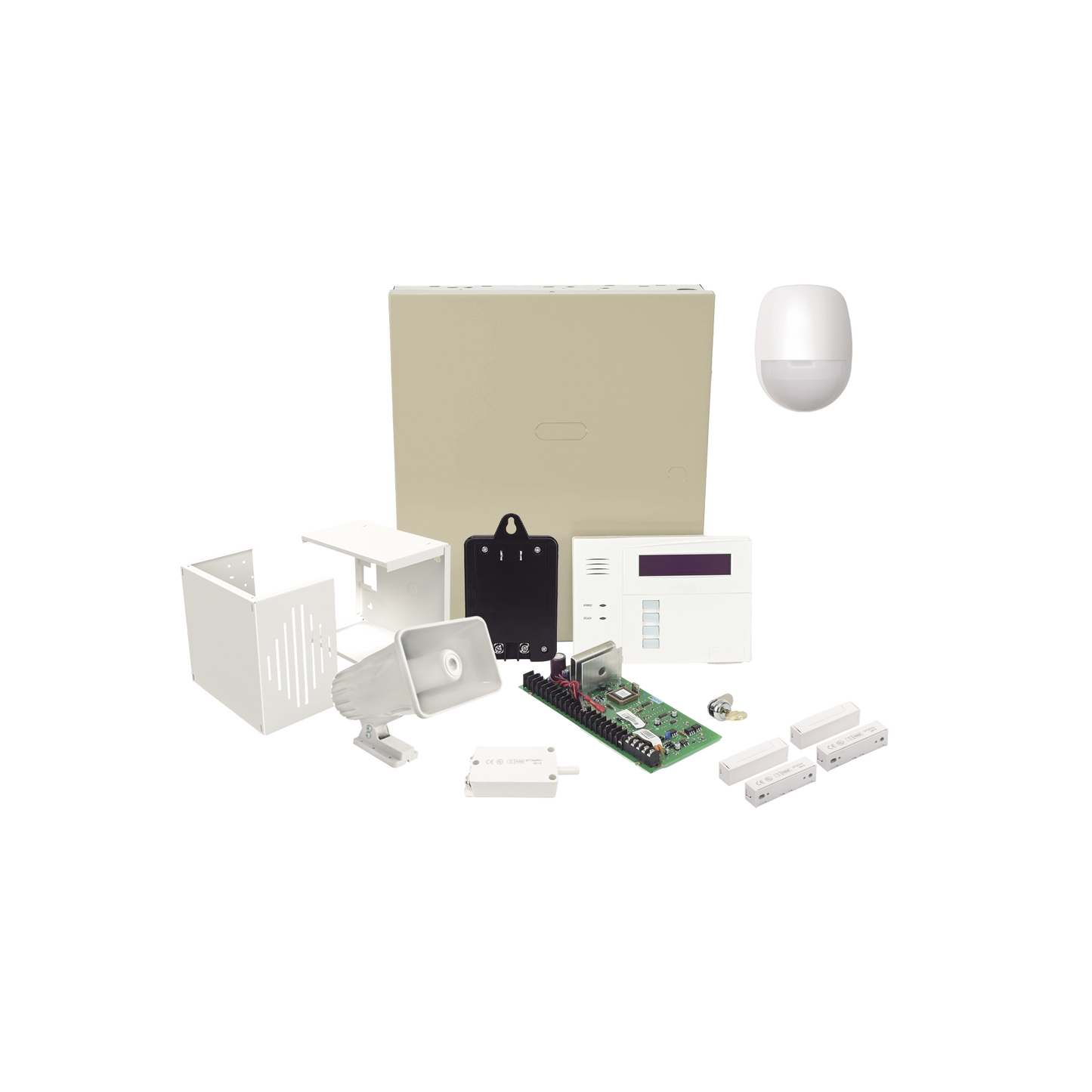 Kit Cableado con VISTA48/6160RF, Batería, Transformador, Sensor Pir, Contactos Magnéticos, Sirena, Gabinete de sirena y Tamper