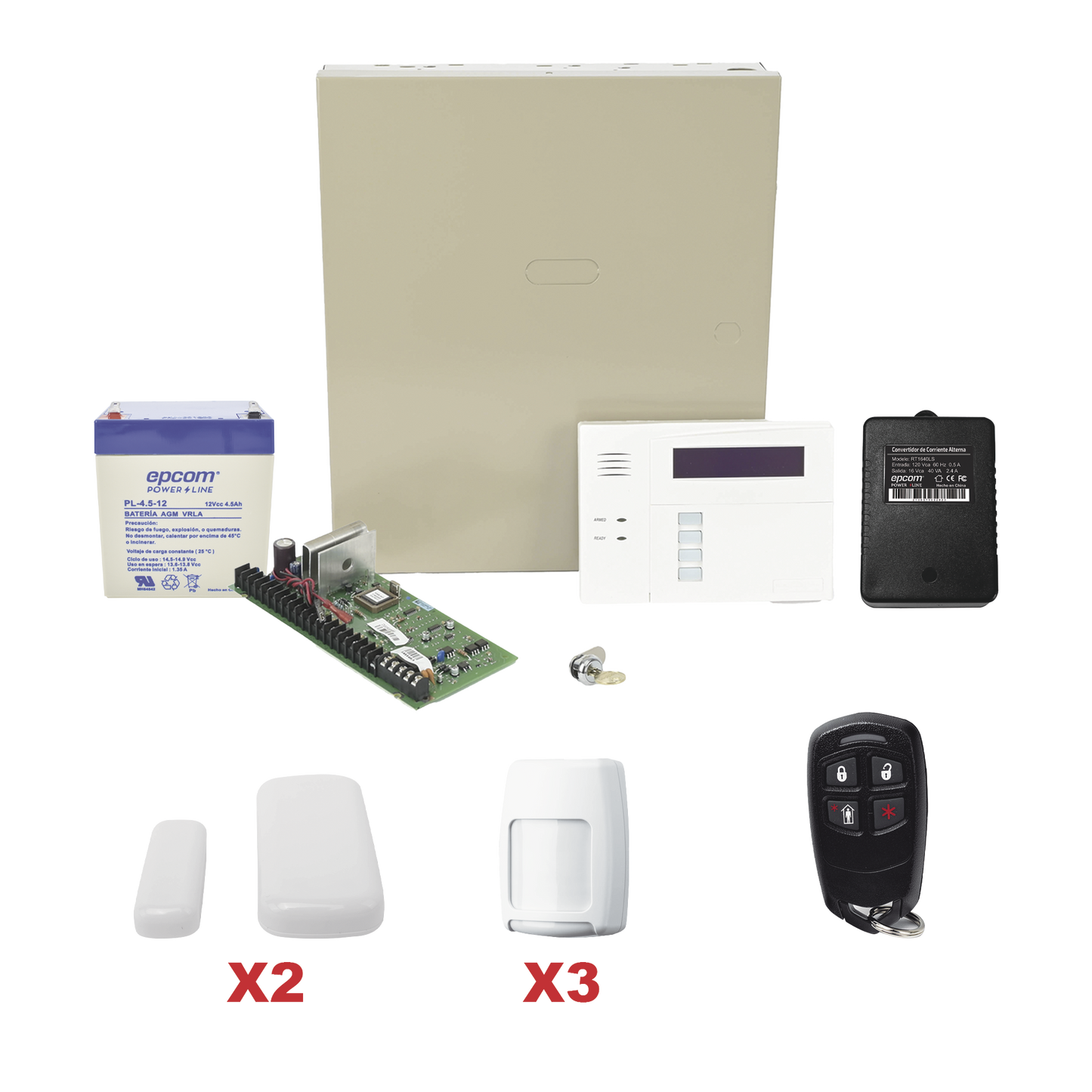 Kit inalámbrico de panel VISTA48 con teclado 6160RF receptor inalámbrico, 2 contactos 5800MINI, 3 PIR 5800PIR, 1 remoto, batería y transformador