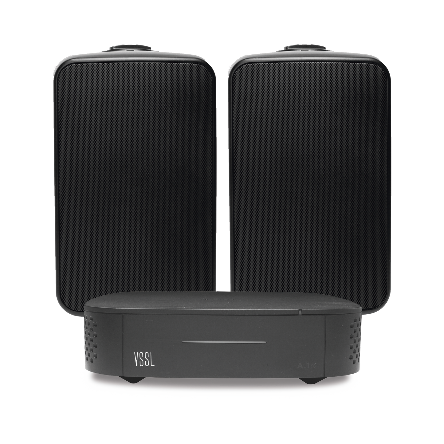 KIT Amplificador VSSL A1X | 2 Bocinas para Montaje Superficial de 6in de TruAudio Modelo OP62BK | Color Negro IP66