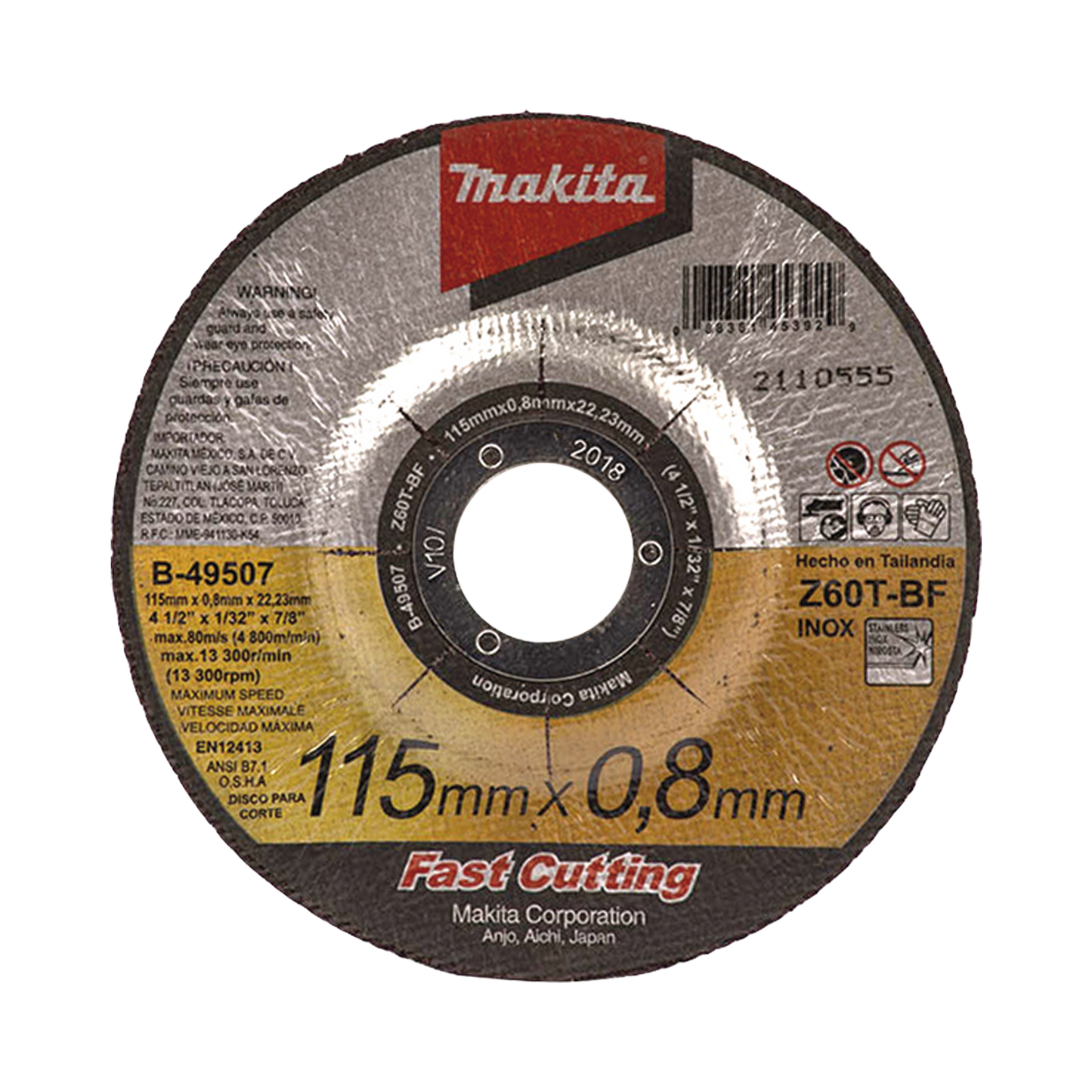 Disco De Corte Para Acero Inoxidable De Diámetro: 4 1/2"