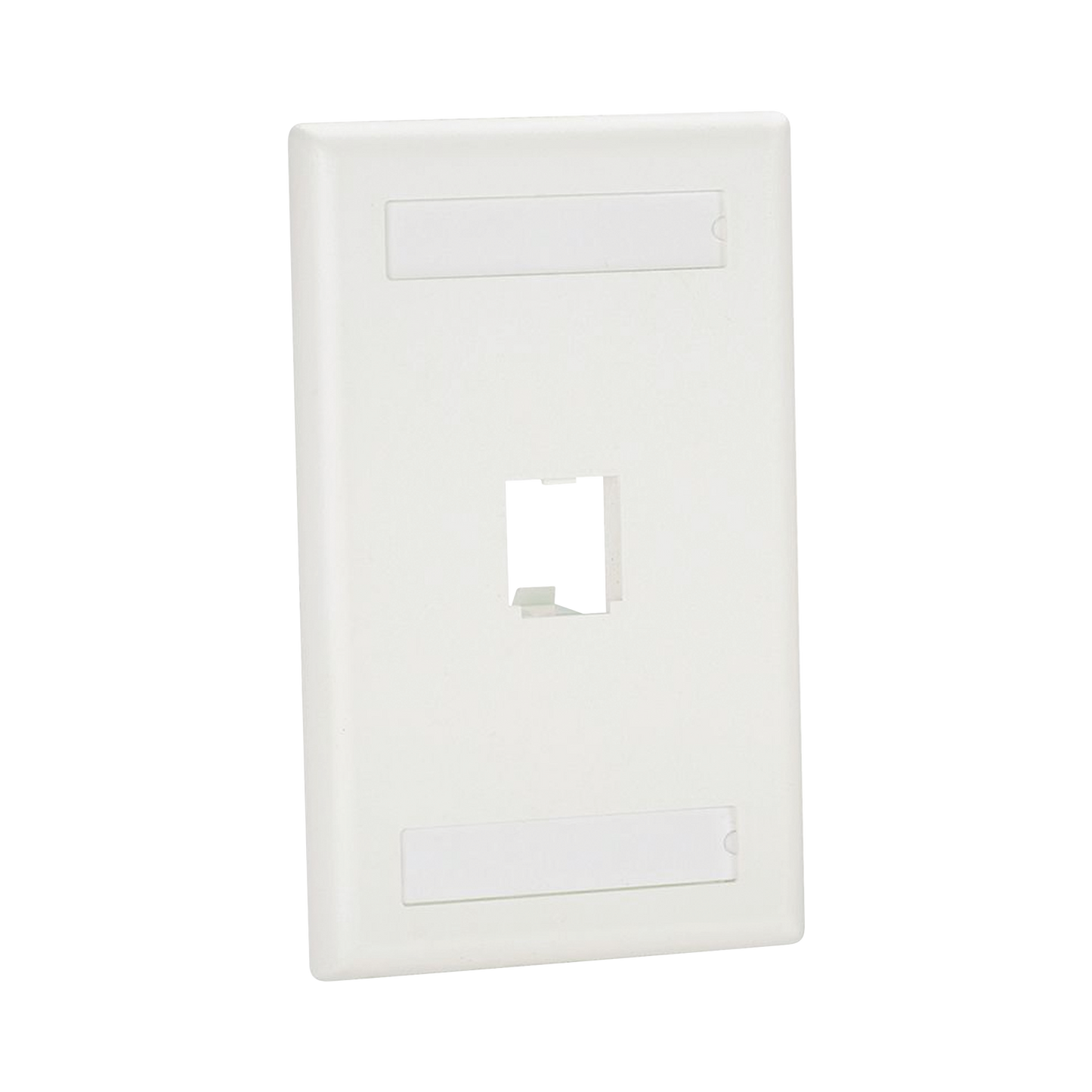 Placa De Pared Vertical Clásica, Salida Para 1 Puerto Mini-Com, Con Espacios Para Etiquetas, Color Blanco Mate
