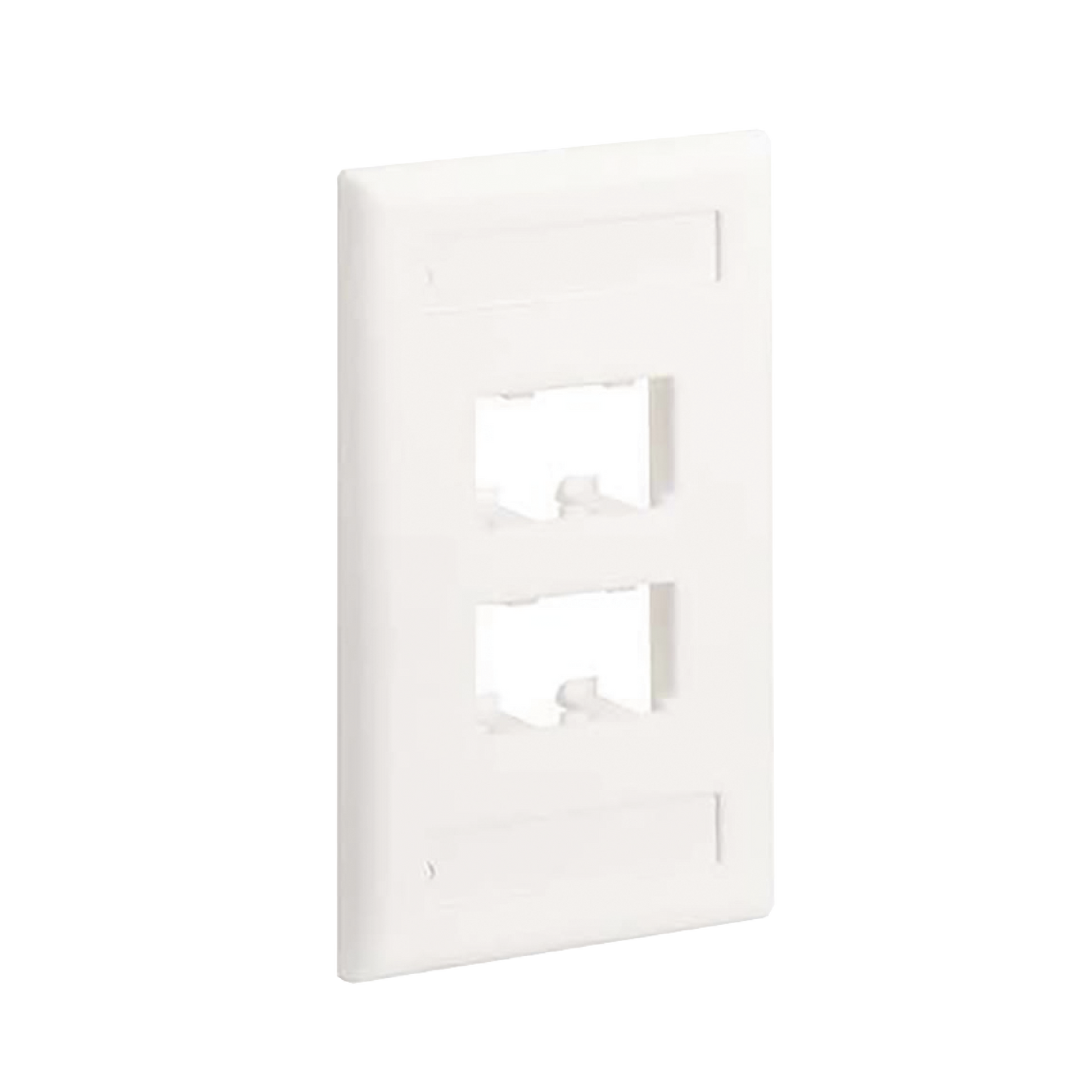 Placa De Pared Vertical Clásica, Salida Para 4 Puertos Mini-Com, Con Espacios Para Etiquetas, Color Blanco Mate
