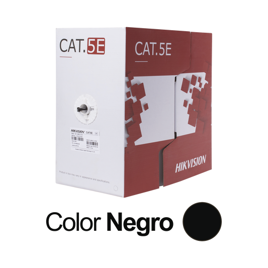 Bobina De Cable Utp 305 M., Cat5E (24 Awg), Color Negro, Pe, Uso En Exterior, 100% Cobre, Para Aplicaciones De Cctv, Redes De Datos Y Enlaces Inalámbricos