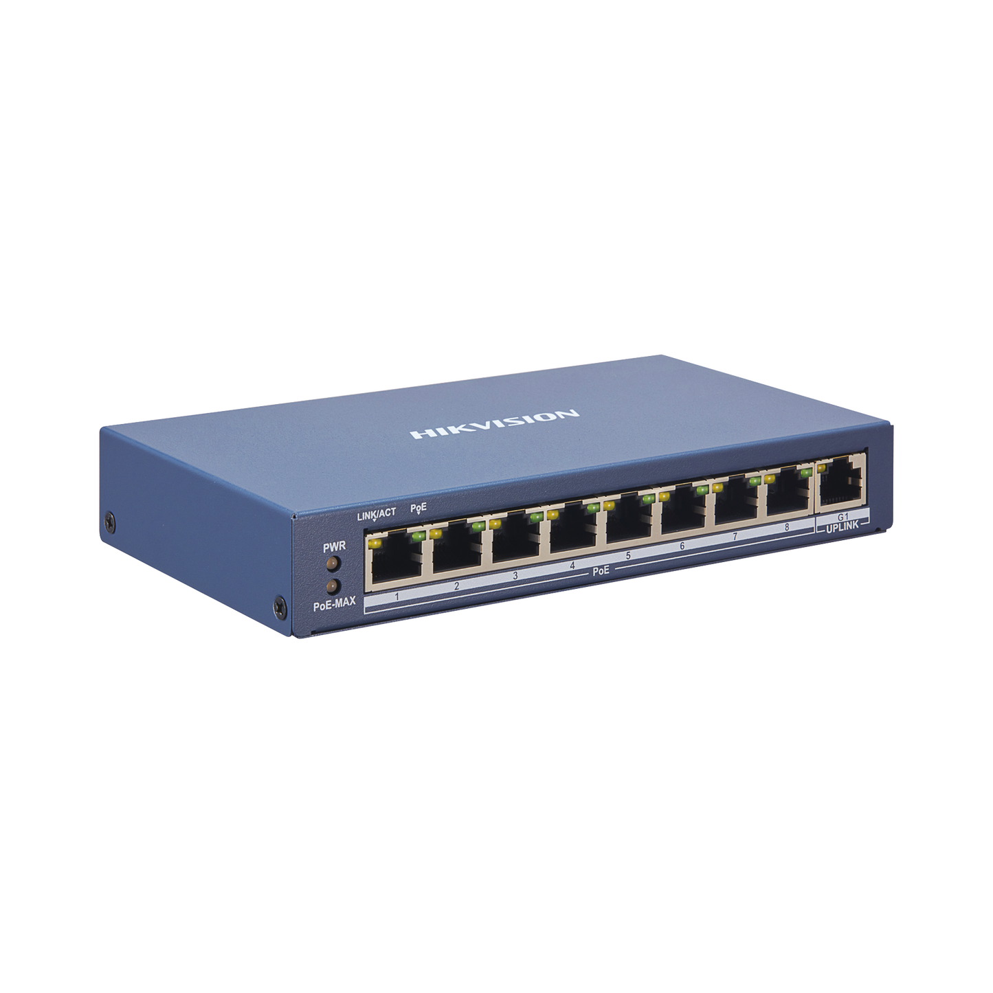 Switch Monitoreable De 8 Puertos Poe+ (Hasta 250 M), 10/100 Mbps, 1 Puerto Rj45 Uplink, 110 Watts, Conexión Remota Desde Hik-Proconnect