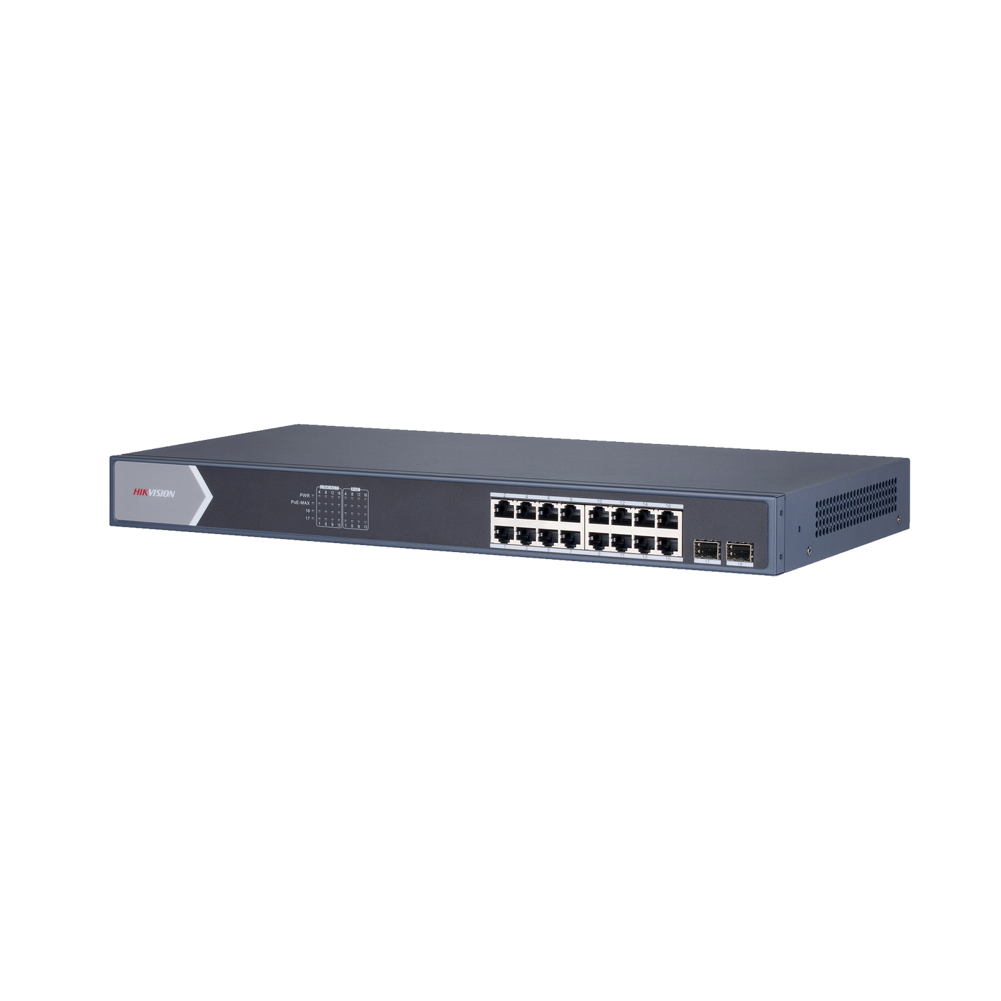 Switch Administrable De 16 Puertos Poe+ (Hasta 250 M), 10/100/1000 Mbps, 2 Puertos Sfp, 225 Watts, Configuración Remota Desde Hik-Proconnect