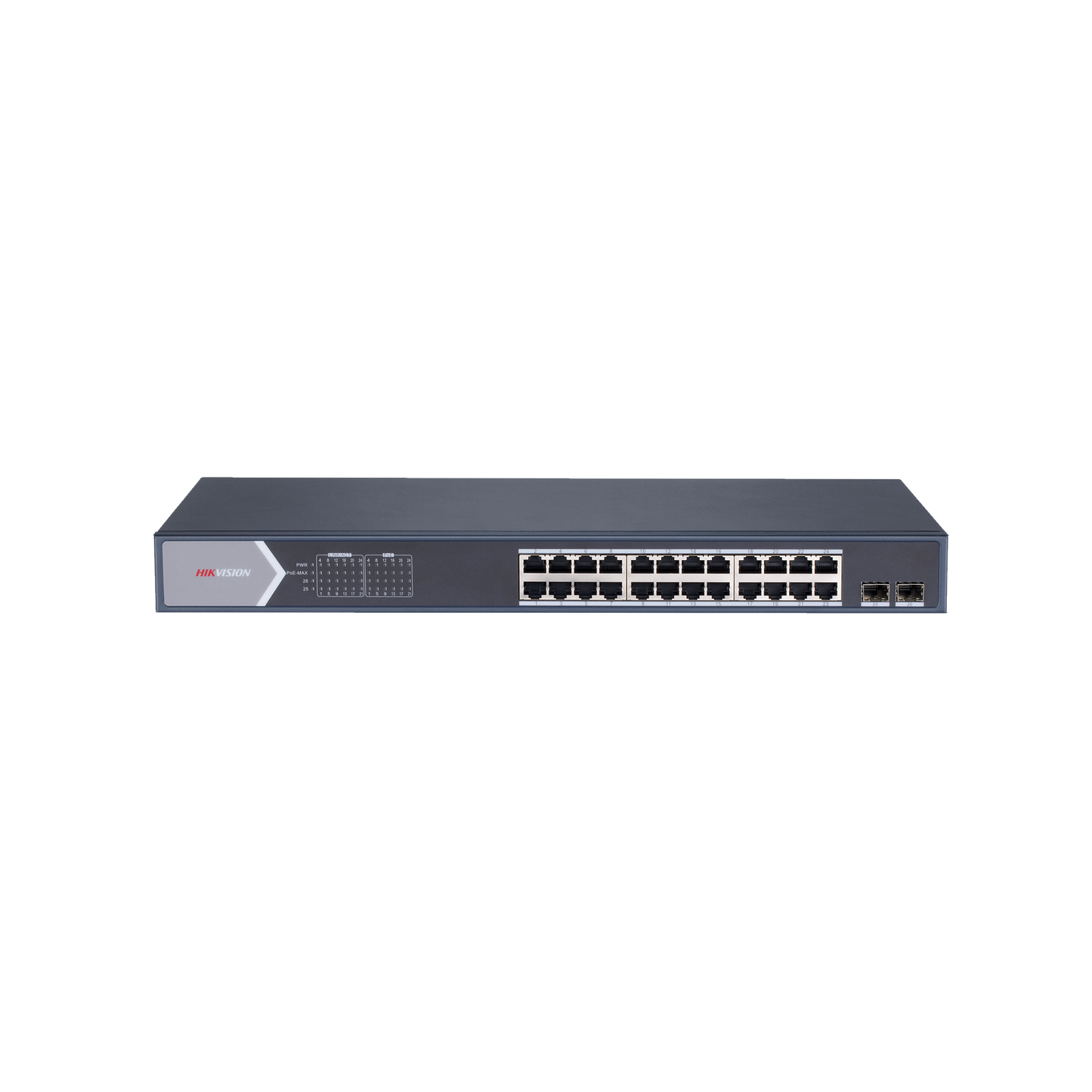 Switch Administrable De 24 Puertos Poe+ (Hasta 250 M), 10/100/1000 Mbps, 2 Puertos Sfp, 370 Watts, Configuración Remota Desde Hik-Proconnect