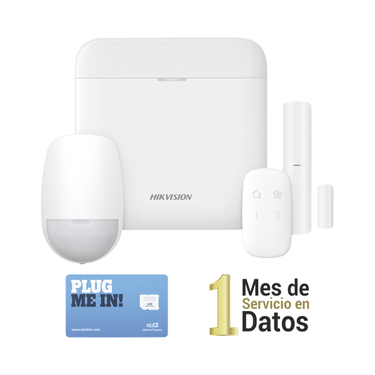 (Ax Pro) Kit De Alarma Ax Pro Con Gsm (3G/4G) / Incluye: 1 Hub / 1 Sensor Pir / 1 Contacto Magnético / 1 Control Remoto /1 Microsim30M2M Incluye 1 Mes De Servicio/ Wi-Fi / Compatible Con Hik-Connect P2P