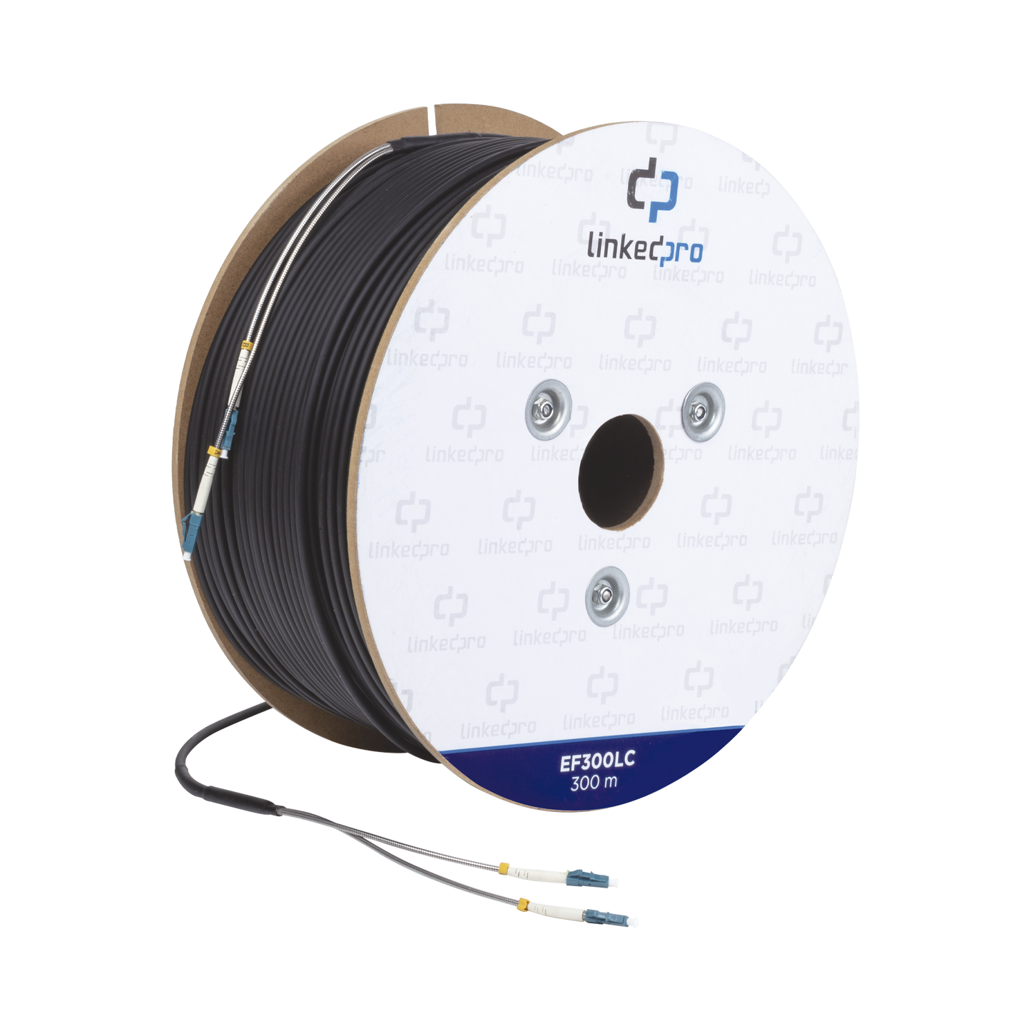 Carrete De Fibra Óptica Monomodo Con Conectores Lc-Lc Duplex, Reforzada Con Kevlar, De 300 Metros