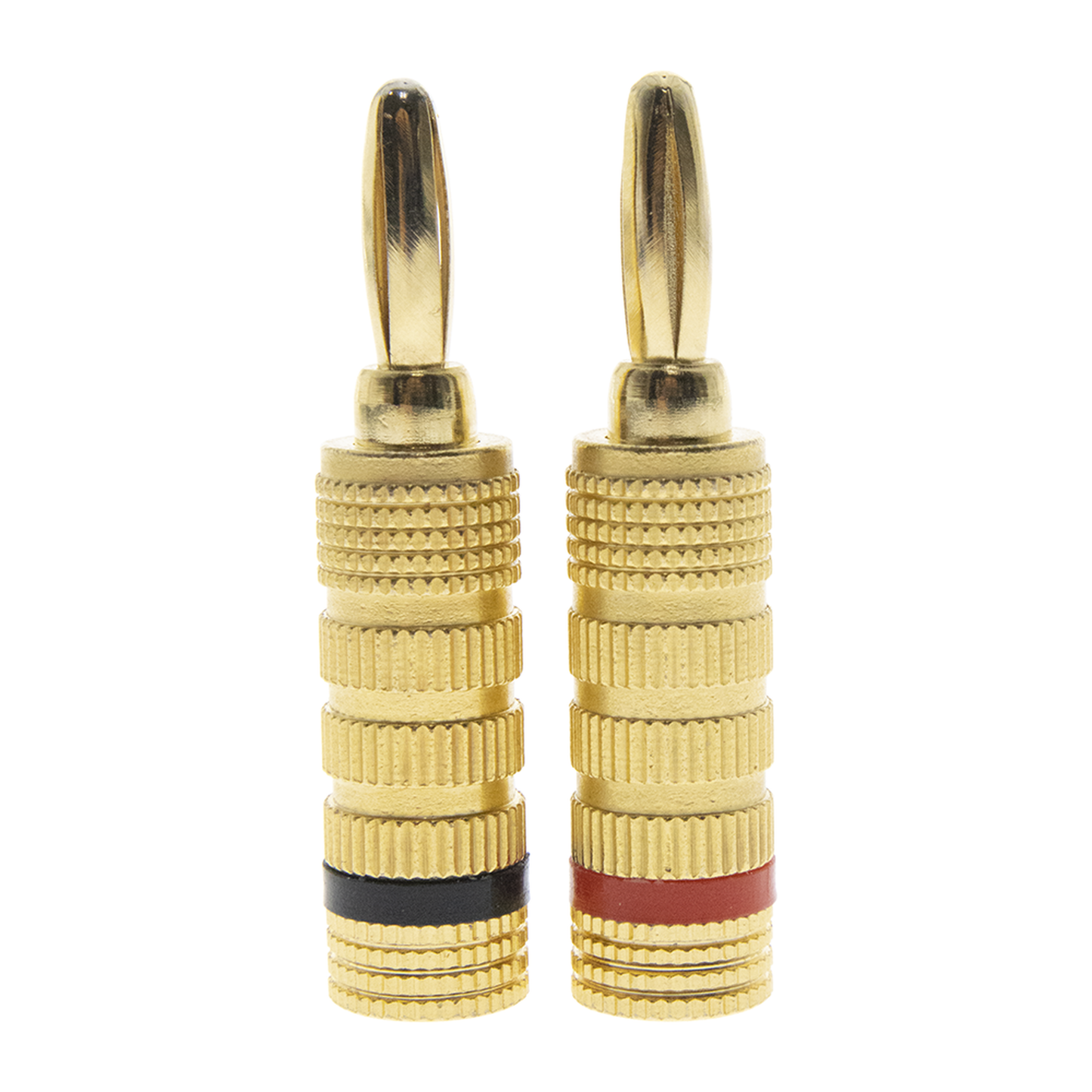 Kit Conector Banana Tipo Tornillo Para Bocinas | Instalaciones Profesionales De Audio | Chapado En Oro | Color Negro + Rojo (2 Piezas)