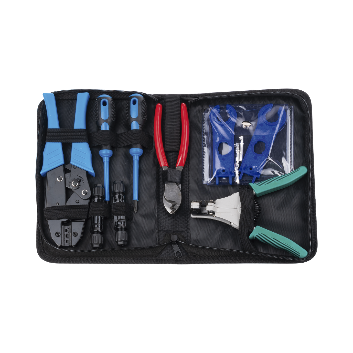 Juego De Herramientas Y Accesorios, Para Instalación De Sistema Solar. Incluye: Pinzas (3), Desarmadores (2), Llaves (2) Y Accesorios (7).