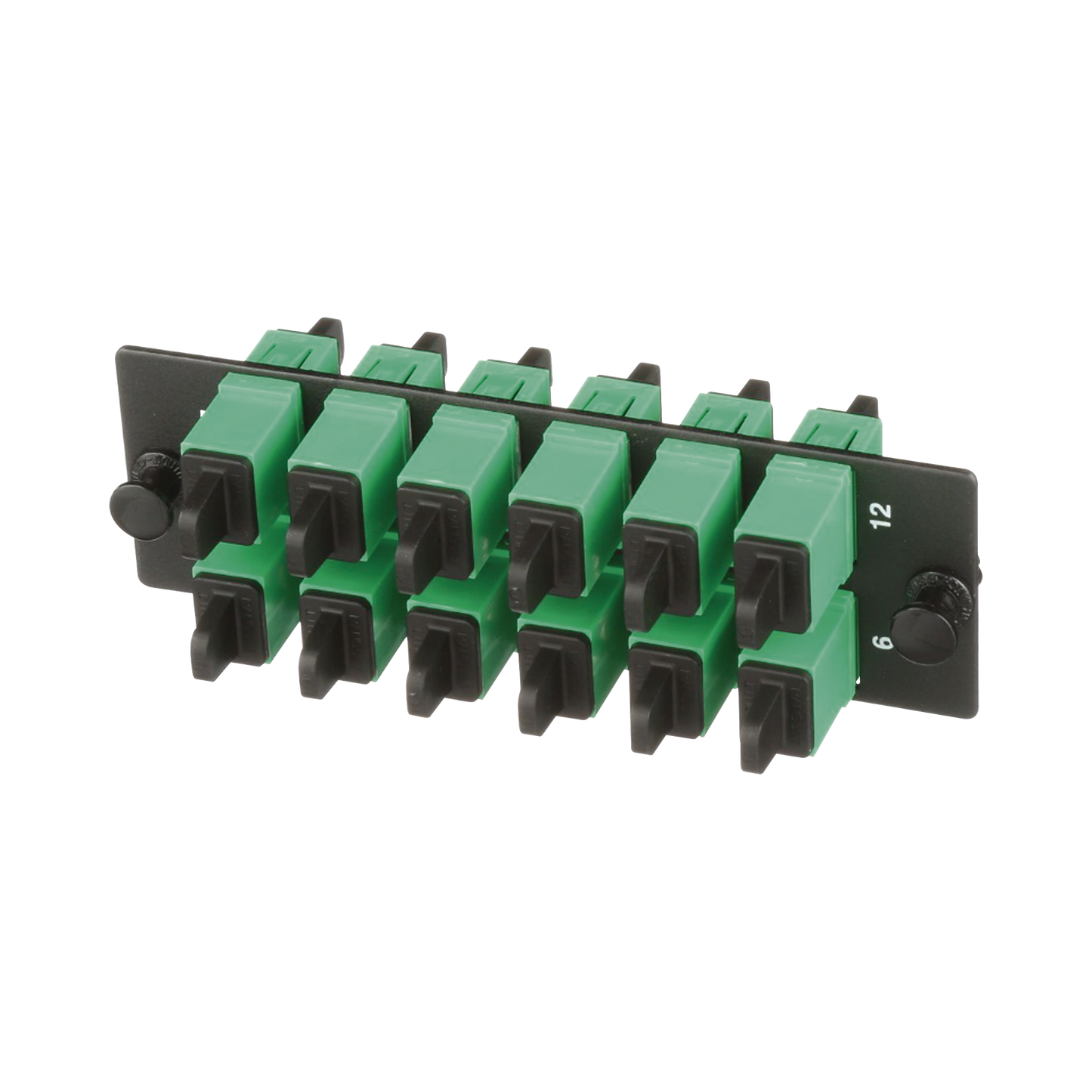 Placa Acopladora De Fibra Optica Fap, Con 12 Conectores Sc/Apc (12 Fibras), Para Fibra Monomodo Os1/Os2, Color Verde
