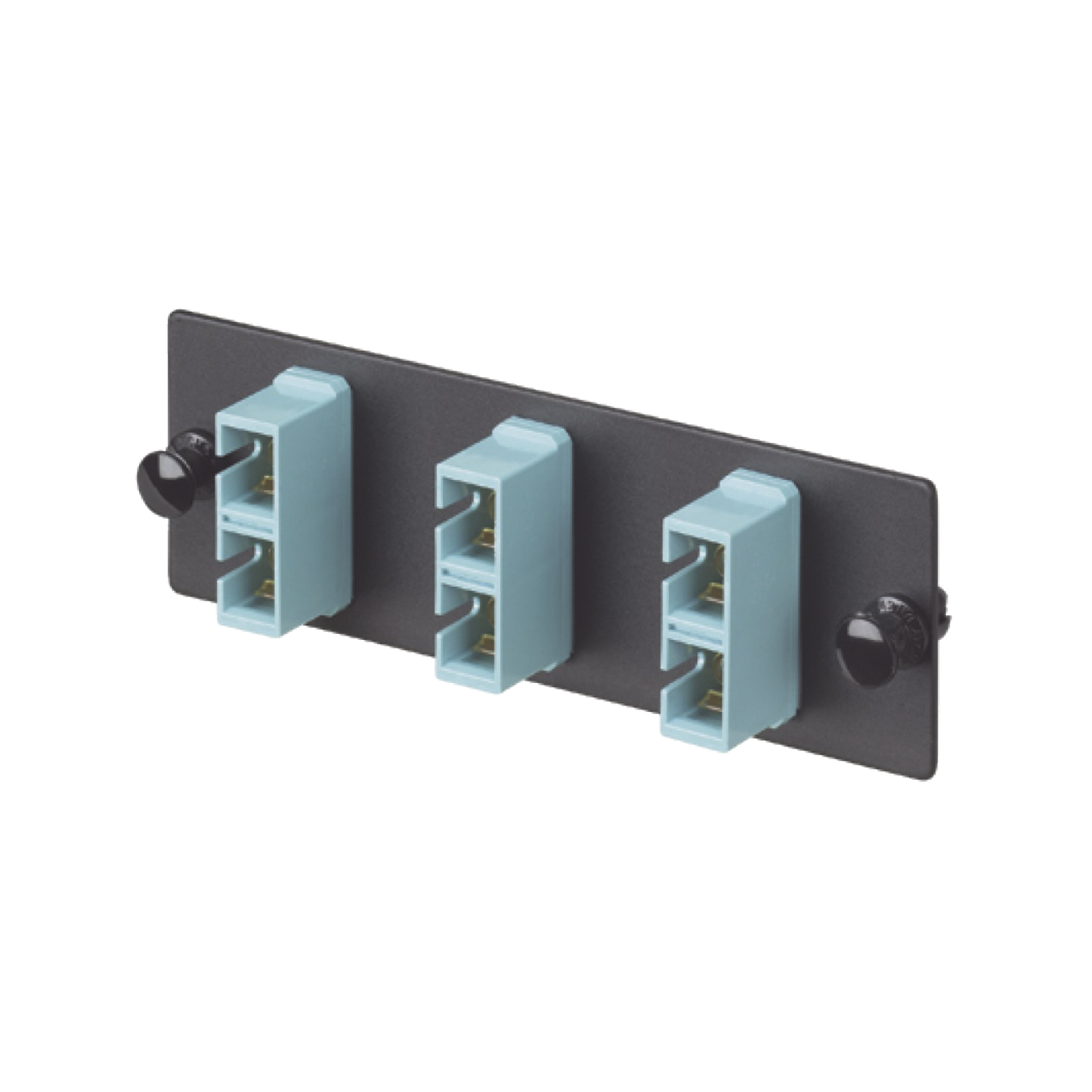 Placa Acopladora De Fibra Optica Fap, Con 3 Conectores Sc Duplex (6 Fibras), Para Fibra Multimodo Om3/Om4, Color Aqua