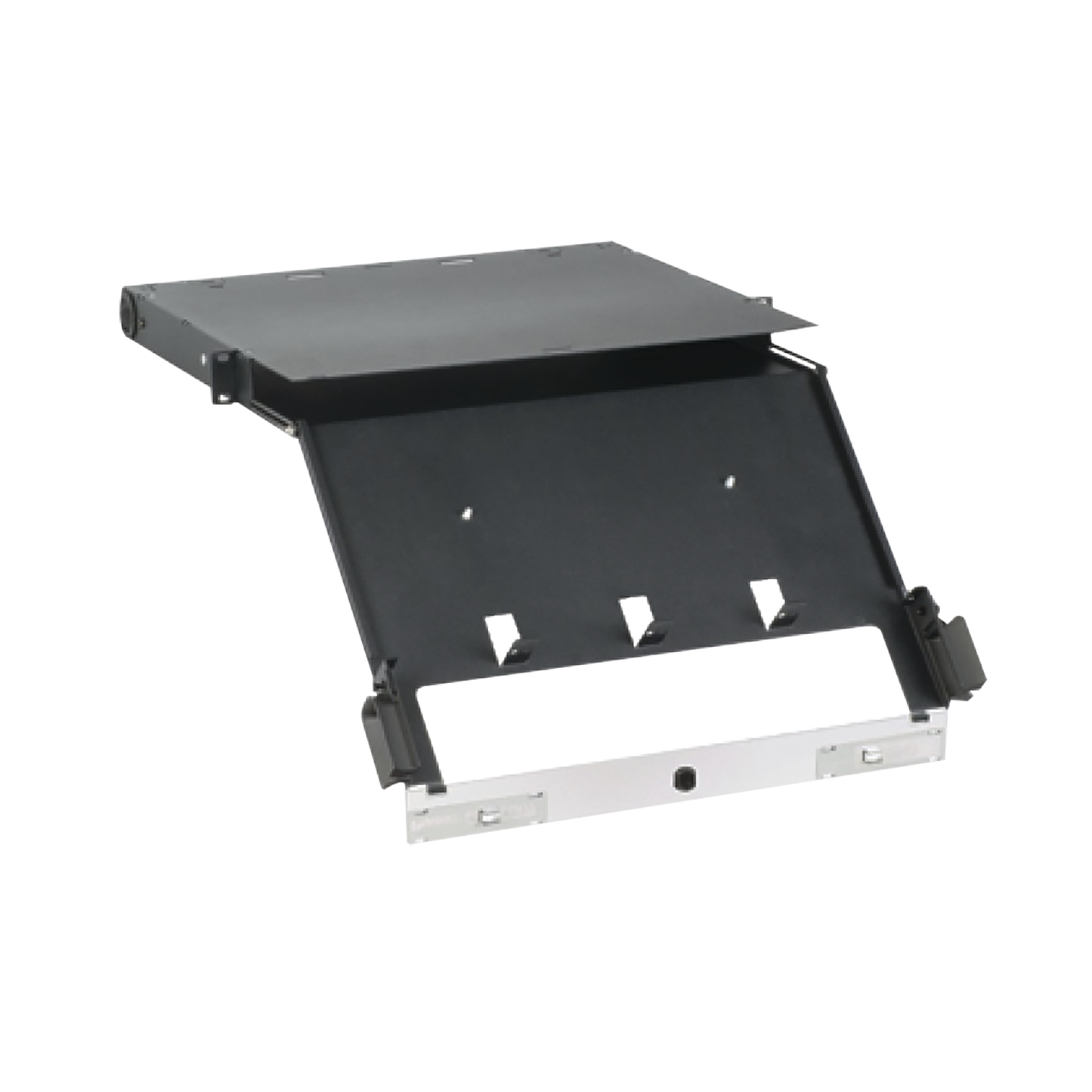 Panel De Distribución De Fibra Óptica, Acepta 4 Placas Fap O Fmp, Bandeja Deslizable E Inclinable Hacia Abajo, Hasta 96 Fibras, Color Negro, 1Ur
