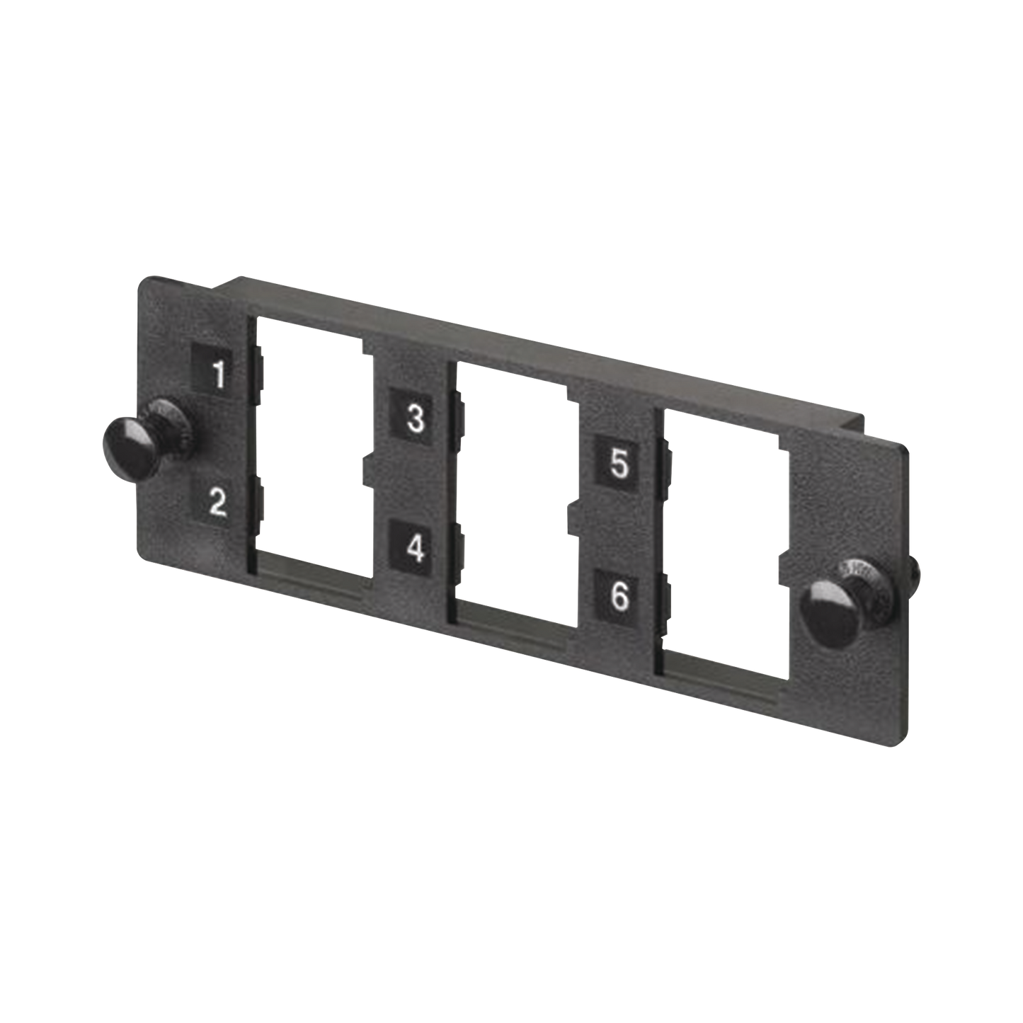 Placa Modular Fap De 6 Puertos Mini-Com, Acepta Módulos De Fibra Óptica, Cobre O Audio Y Video, Color Negro