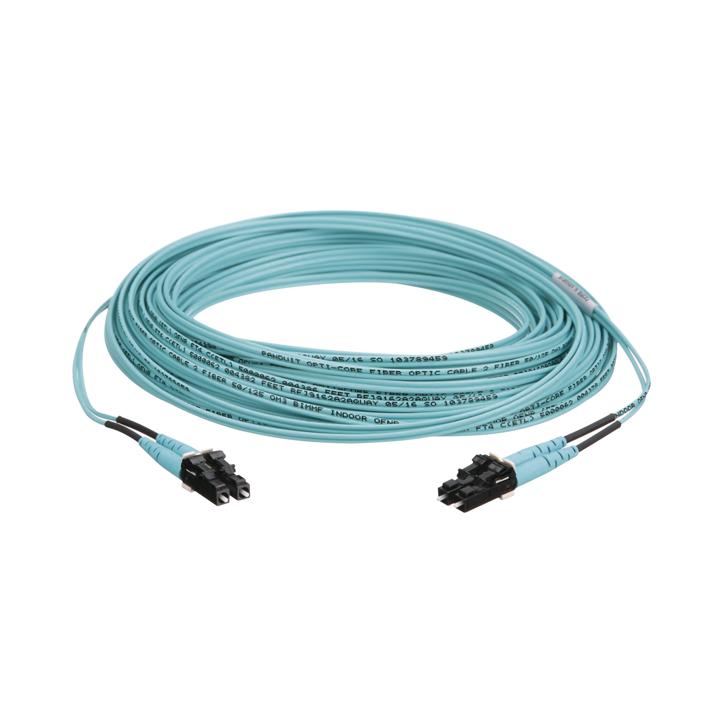 Jumper De Fibra Optica Multimodo 50/125 Om3, Lc-Lc Duplex, Ofnr (Riser), Color Aqua, 15 Metros