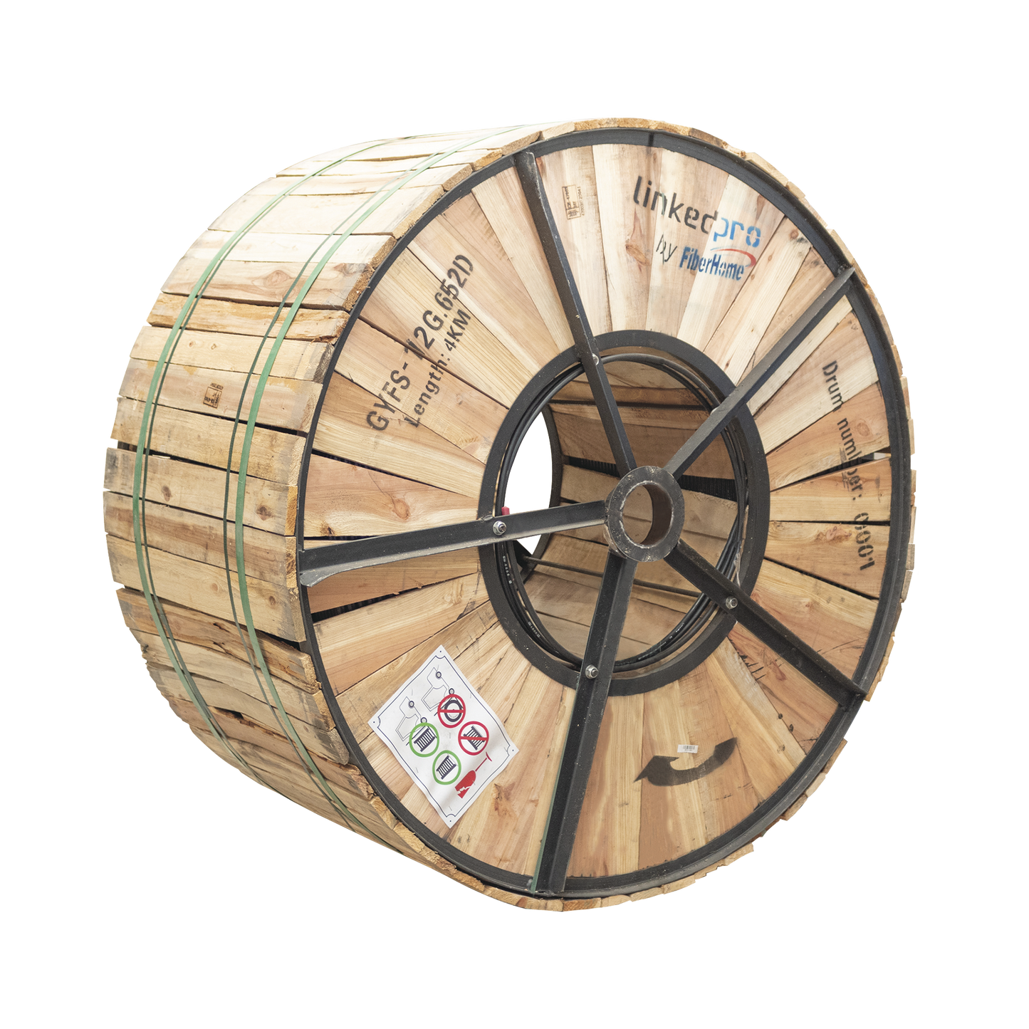 Carrete De 4 Km De Fibra Óptica Para Exterior G.652D, Armada, Monomodo De 12 Hilos, Loose Tube, Color Negro