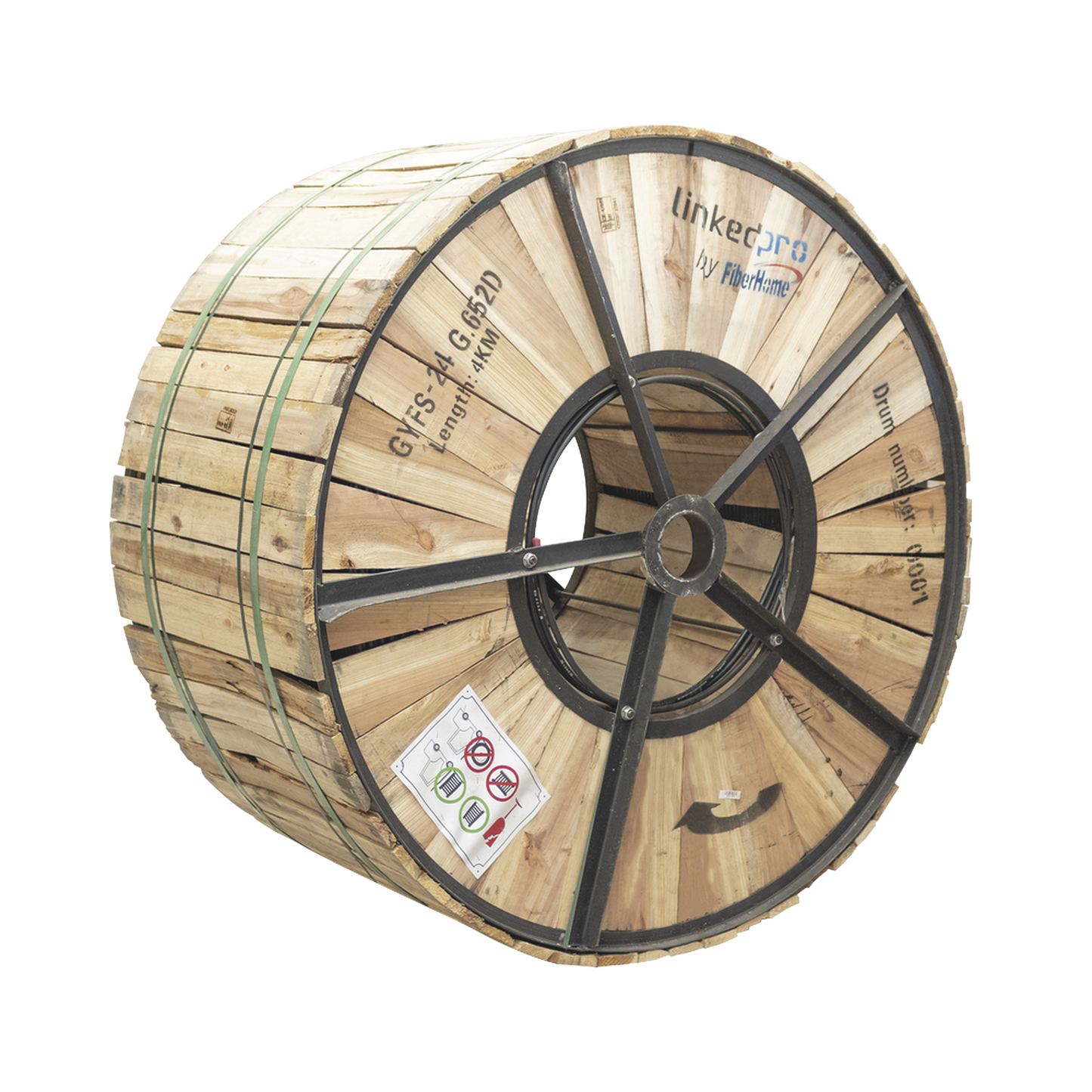 Carrete De 4 Km De Fibra Óptica Para Exterior G.652D, Armada, Monomodo De 24 Hilos, Loose Tube, Color Negro