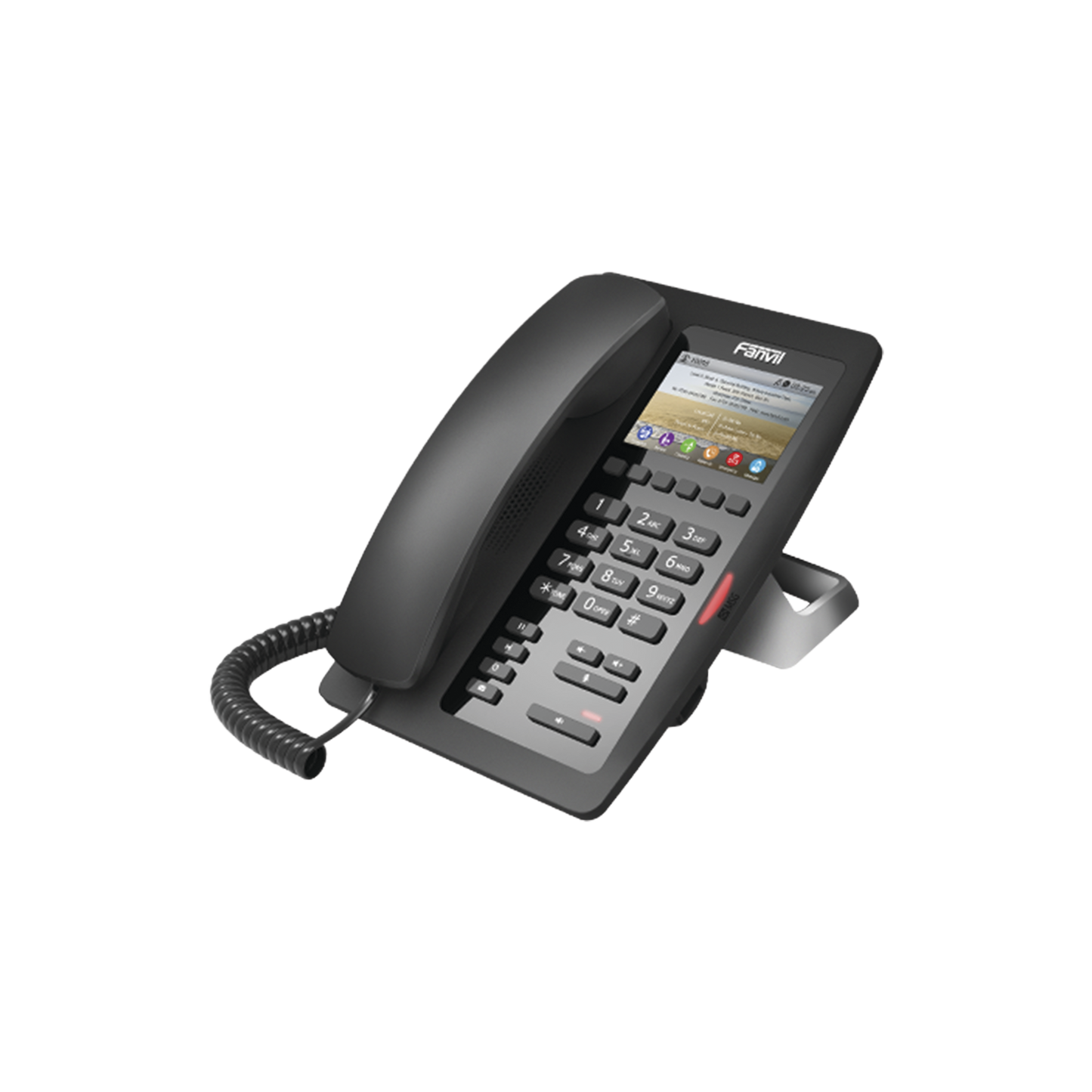 (H5 Color Negro) Teléfono IP Hotelero de gama alta, pantalla LCD de 3.5 pulgadas a color, 6 teclas programables para servicio rápido (Hotline), PoE
