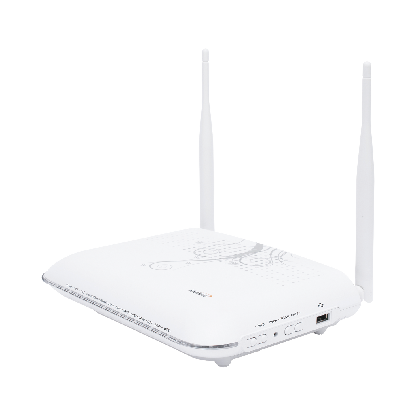 Onu Gpon Con 4 Puertos Gigabit Ethernet + 2 Pots + 1 Usb + 1 Catv (Rf) + Wifi 2.4 Ghz, Conector Sc/Apc