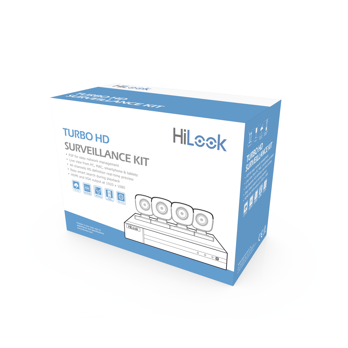 Kit Turbohd 1080P / Dvr 8 Canales Con H.265+ / 4 Cámaras Bala Metálicas / Fuente De Poder / Accesorios De Instalación