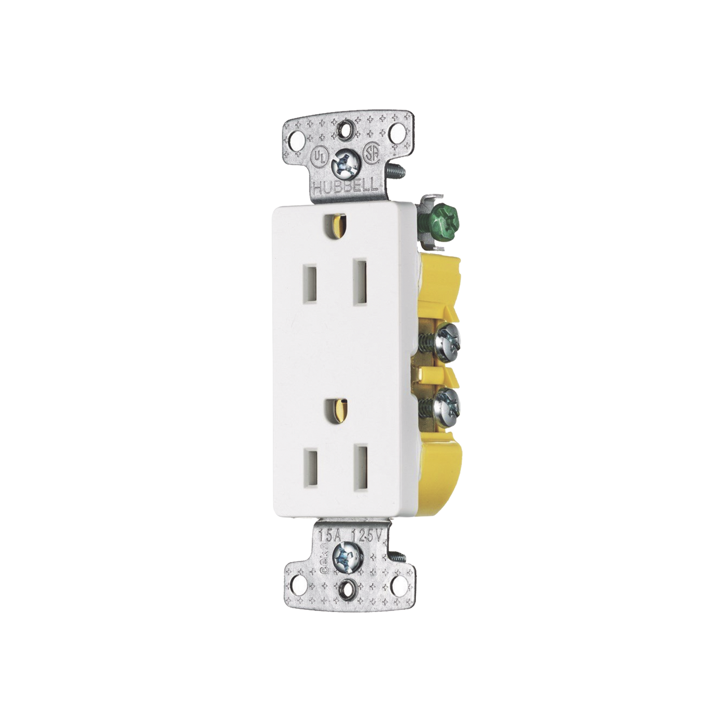 Contacto Duplex Decorador, 15A 125V, 5-15R, Conexión A Tierra De 2 Polos Y 3 Cables, Color Blanco.