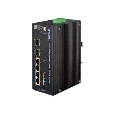 Switch Poe Industrial No Administrable De 4 Puertos Poe 10/100/1000T 802.3At, 2 Puertos Sfp 10/1000X