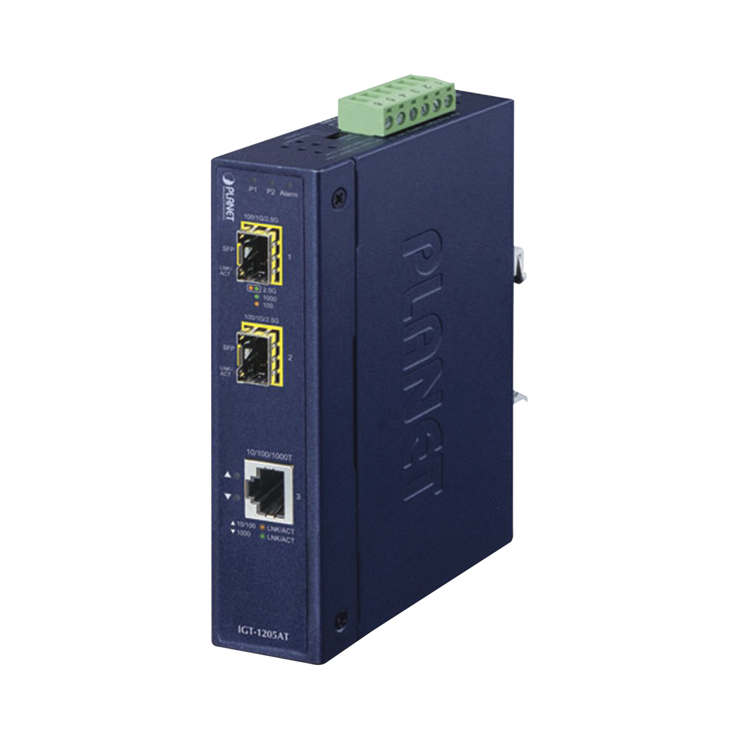 Convertidor De Medios Industrial De 1 Puerto Ethernet 10/100/1000 Base-T A 2 Puertos Sfp 100/1000/2500 Base-X