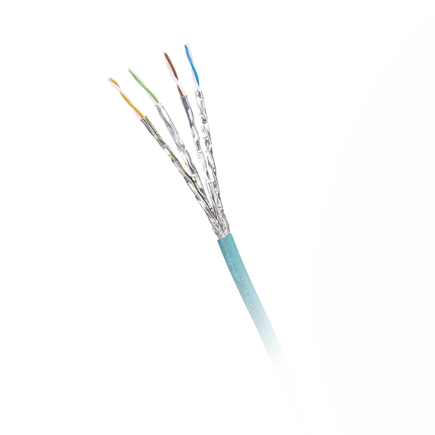 Bobina De Cable Blindado S/Ftp Categoría 6A, Uso Industrial Con Resistencia Al Aceite, Rayos Uv Y Abrasión, Multifilar (Flexible), Color Azul Cerceta, Bobina De 500M