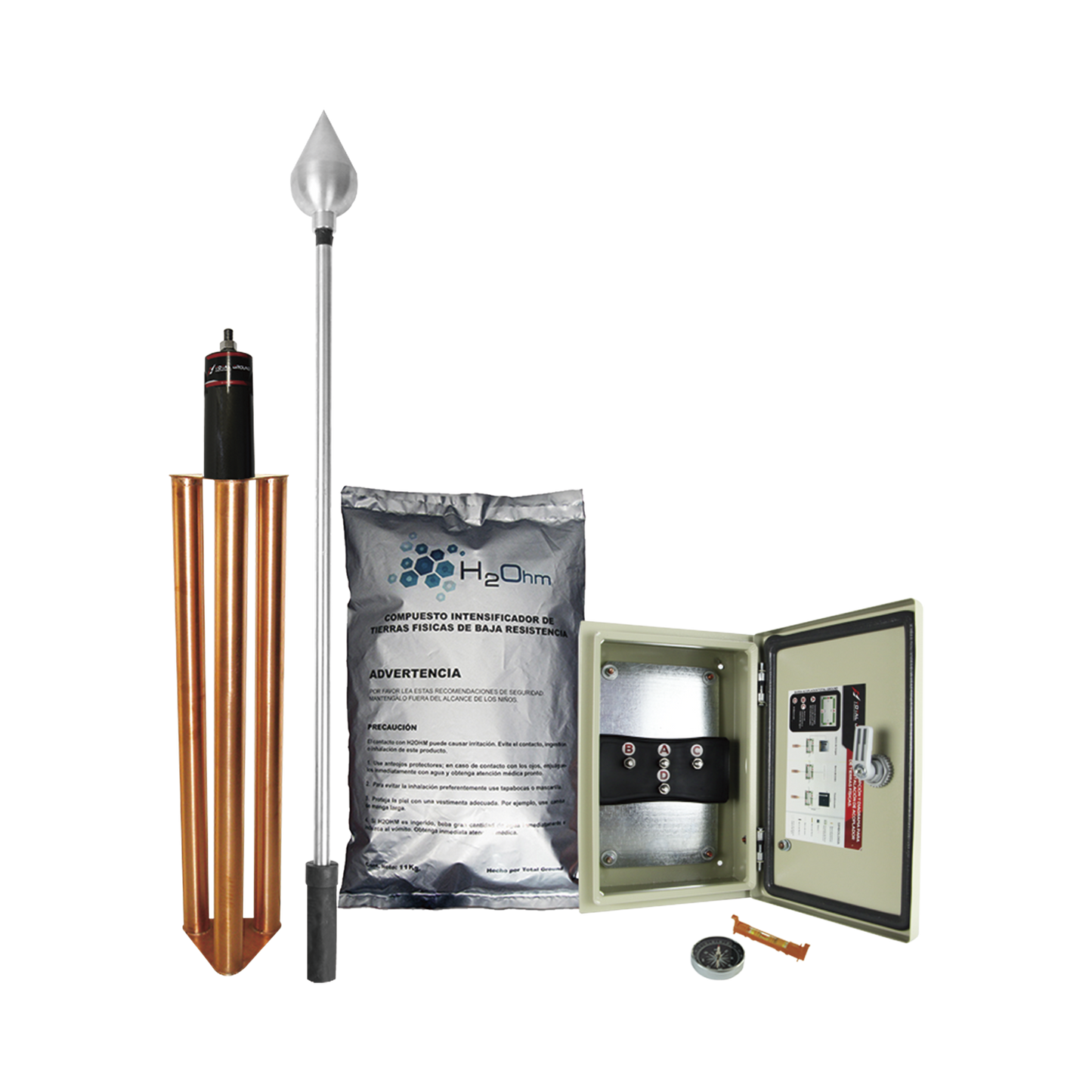 Kit De Pararrayo Con Punta En Aluminio Con Diámetro De Protección De 160 Metros.