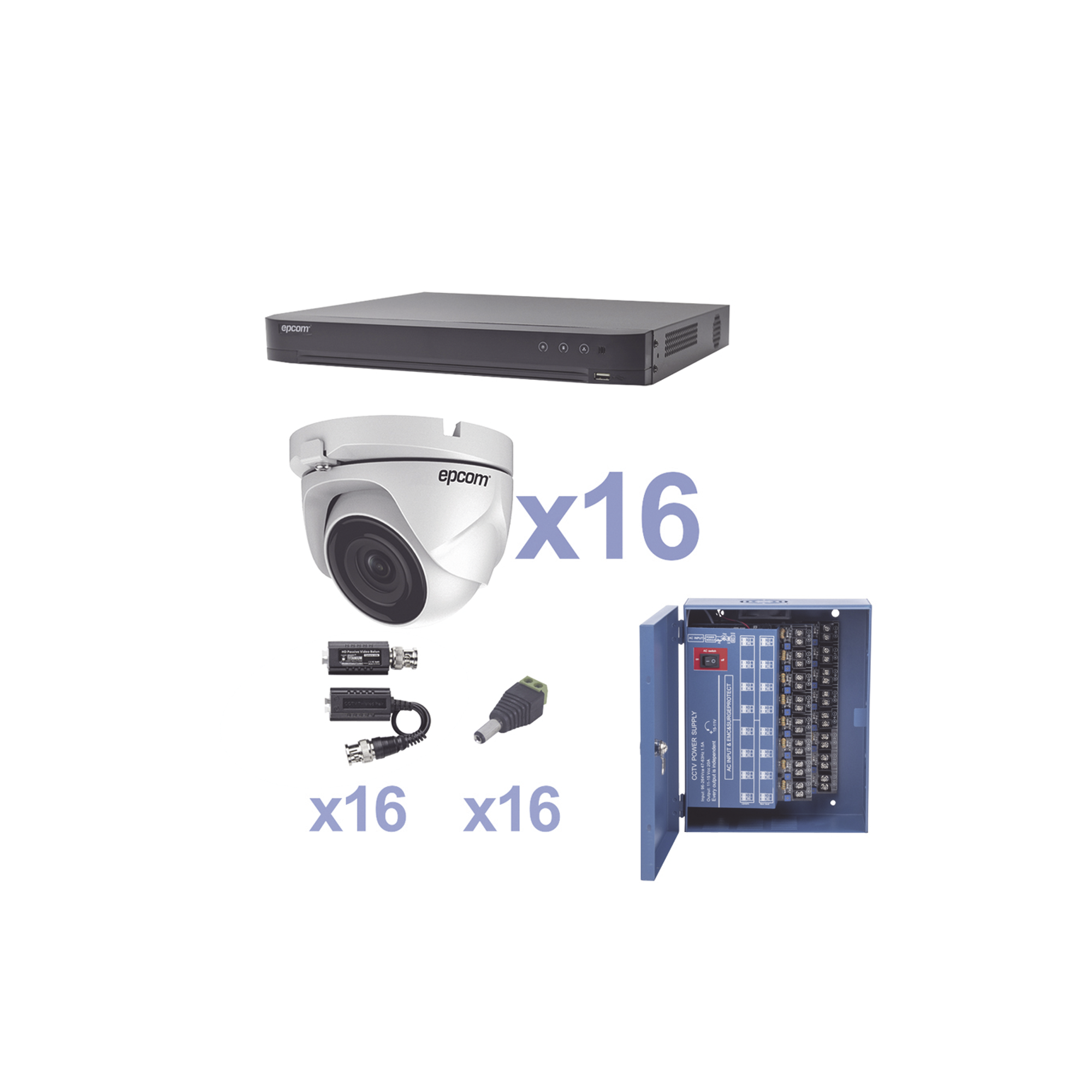 Kit Turbohd 1080p Dvr 16 Canales 16 Cámaras Eyeball Exterior 28 Citys